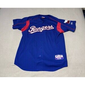 Majestic Texas Rangers MLB Authentic Collection Blue Baseball Jersey Mens L